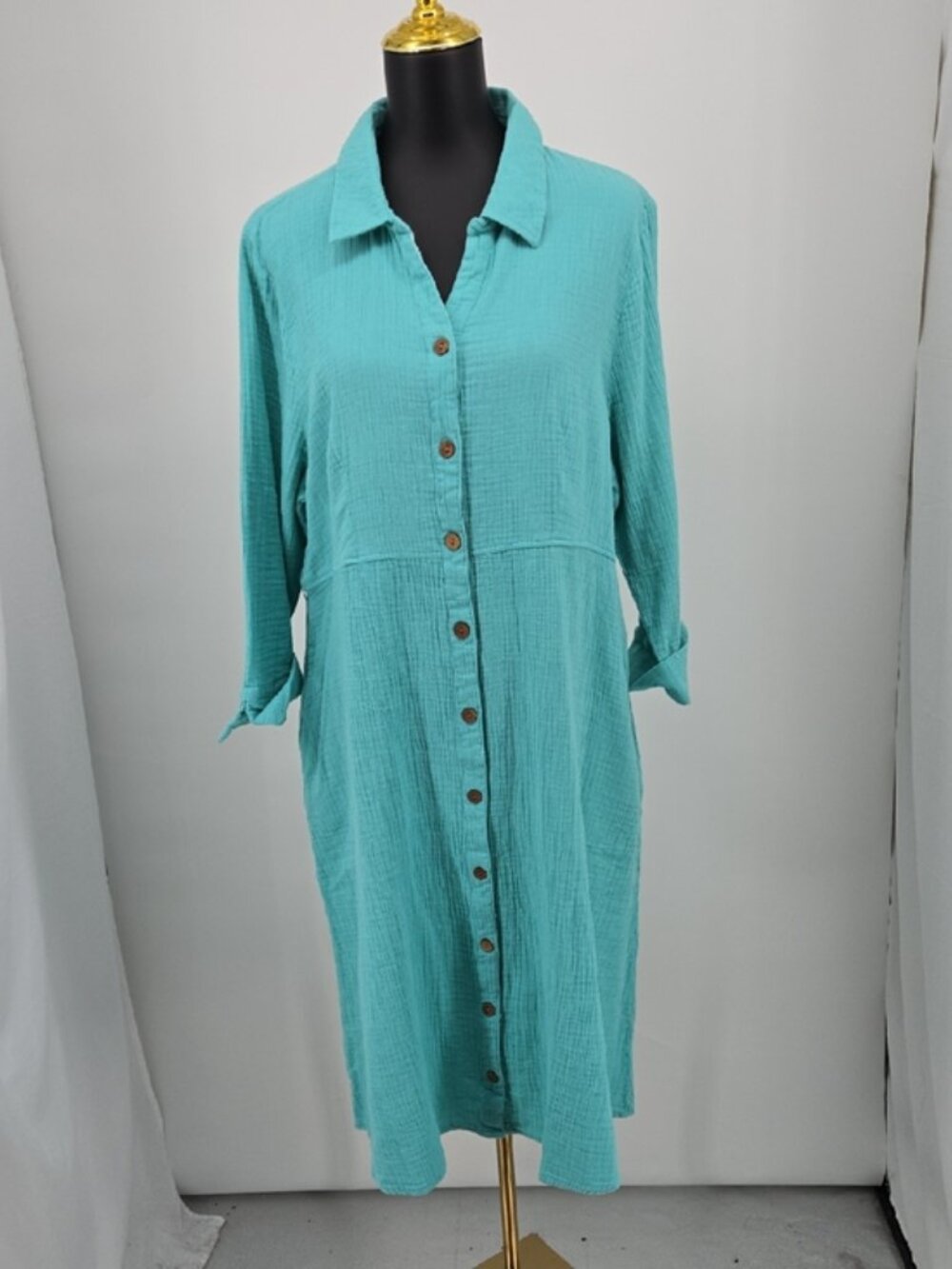 Aqua Petite Button Front Dress Size PXL - Picture 2 of 10